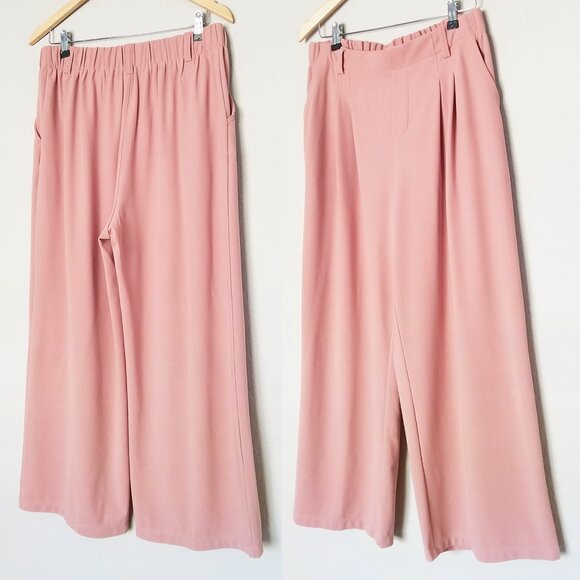 Halara Flex High Waisted Wide Leg Pocket Waffle Work Pants L Petite Rose Tan - Picture 15 of 15